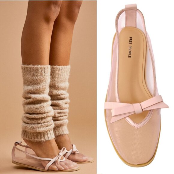 Free People Pink Bow Flats - Picture 1 of 16
